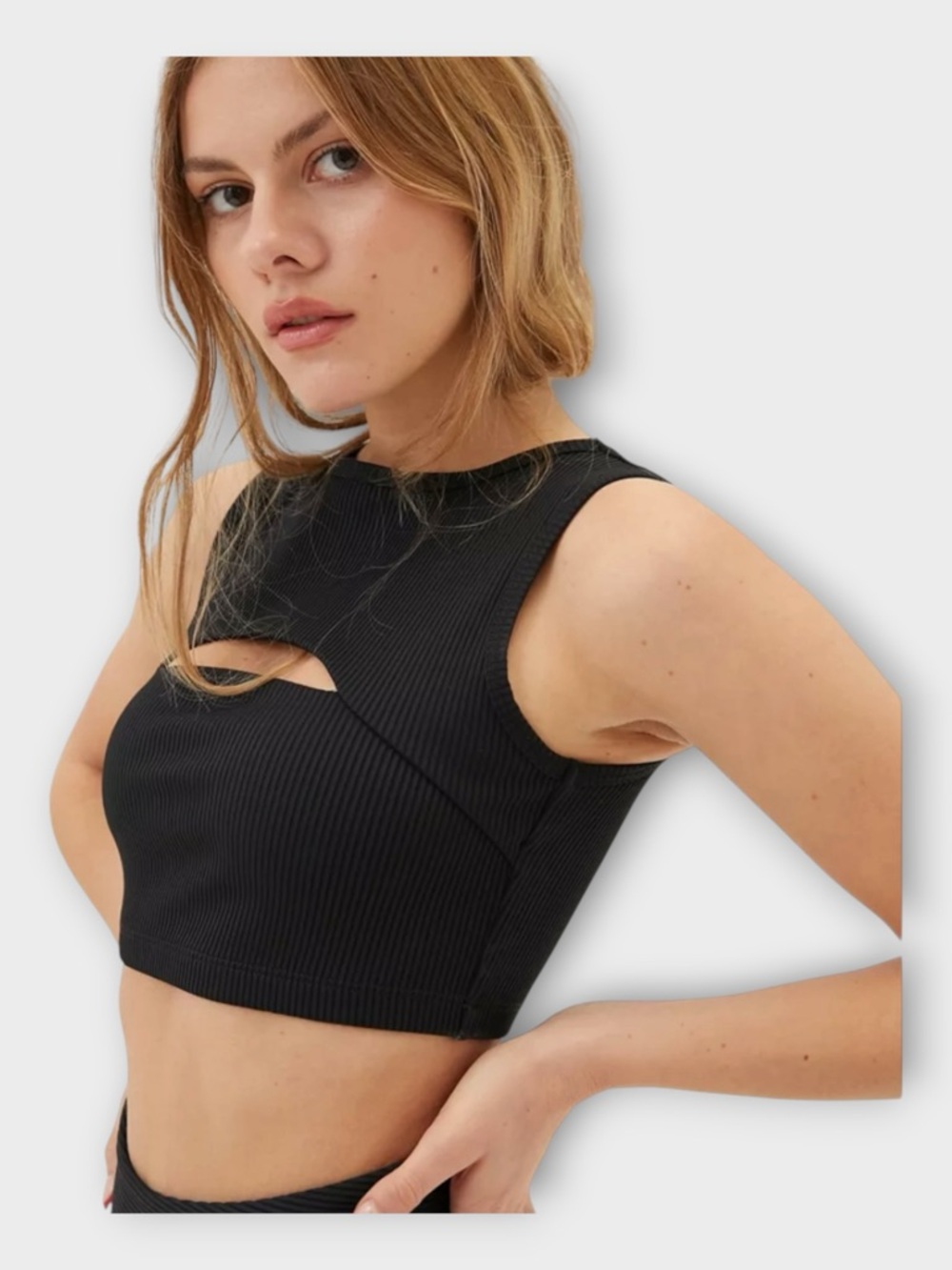 Year of Ours Ribbed Cut Out Sports Bra in Black Women’s Size S